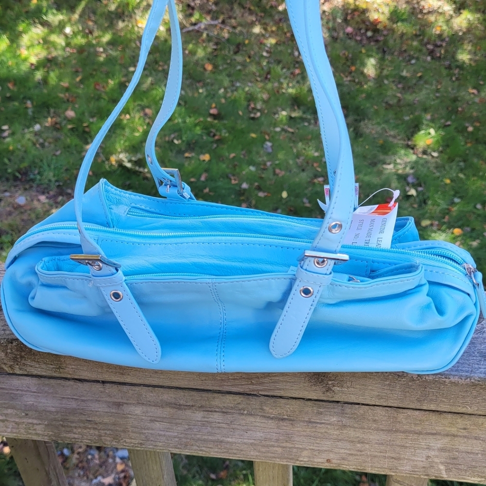 NWT Genuine Leather Shoulder Bag with Cylindrical Shape